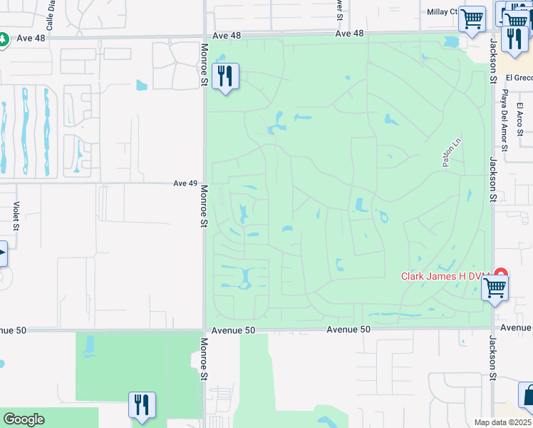 map of restaurants, bars, coffee shops, grocery stores, and more near 82294 Ullman Road in Indio