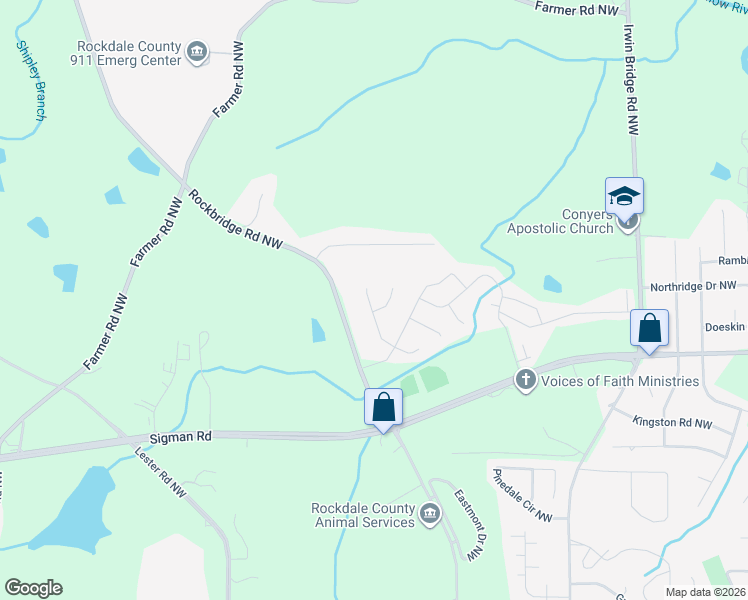 map of restaurants, bars, coffee shops, grocery stores, and more near 1525 Evergreen Hollow Lane in Conyers