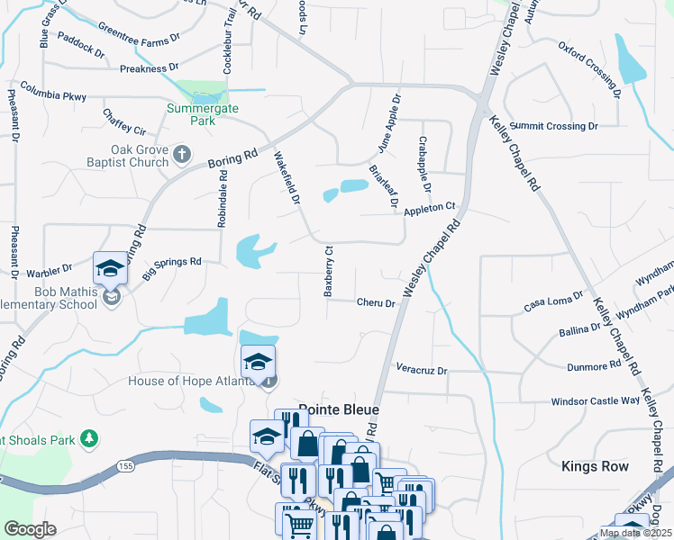 map of restaurants, bars, coffee shops, grocery stores, and more near 3856 Tawny Birch Court in Decatur