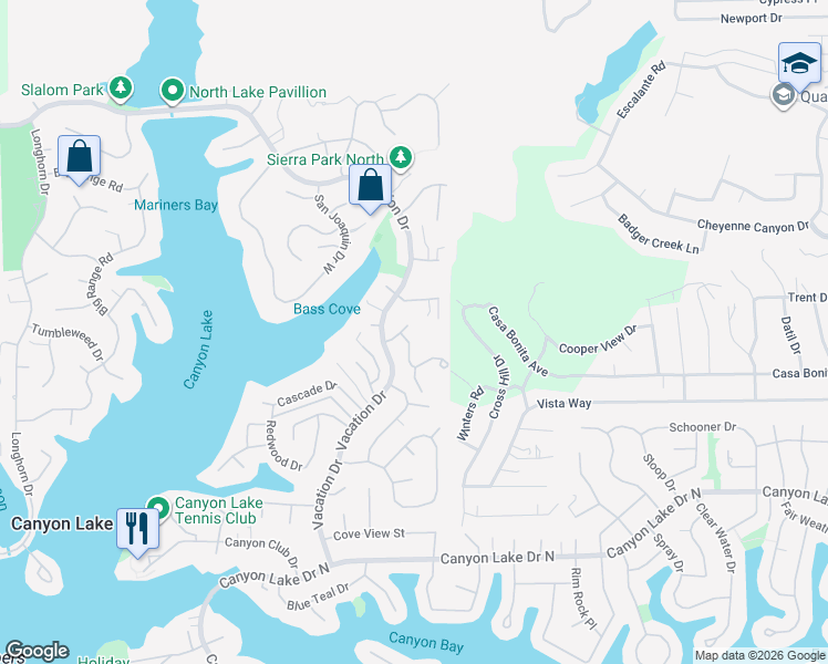 map of restaurants, bars, coffee shops, grocery stores, and more near 22941 Gold Rush Place in Canyon Lake