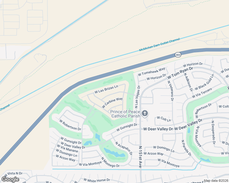map of restaurants, bars, coffee shops, grocery stores, and more near 15118 West Corral Drive in Sun City West