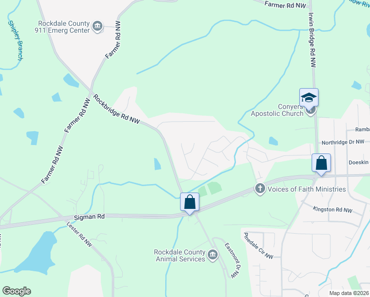 map of restaurants, bars, coffee shops, grocery stores, and more near 1525 Evergreen Hollow Lane in Conyers