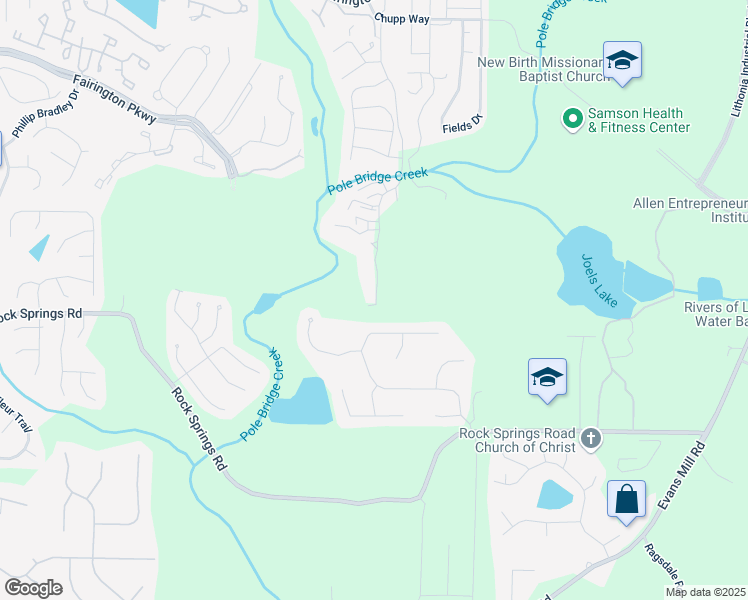 map of restaurants, bars, coffee shops, grocery stores, and more near 3247 Fairington Drive in Stonecrest