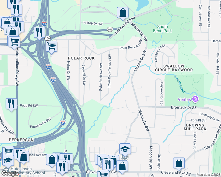 map of restaurants, bars, coffee shops, grocery stores, and more near in Atlanta