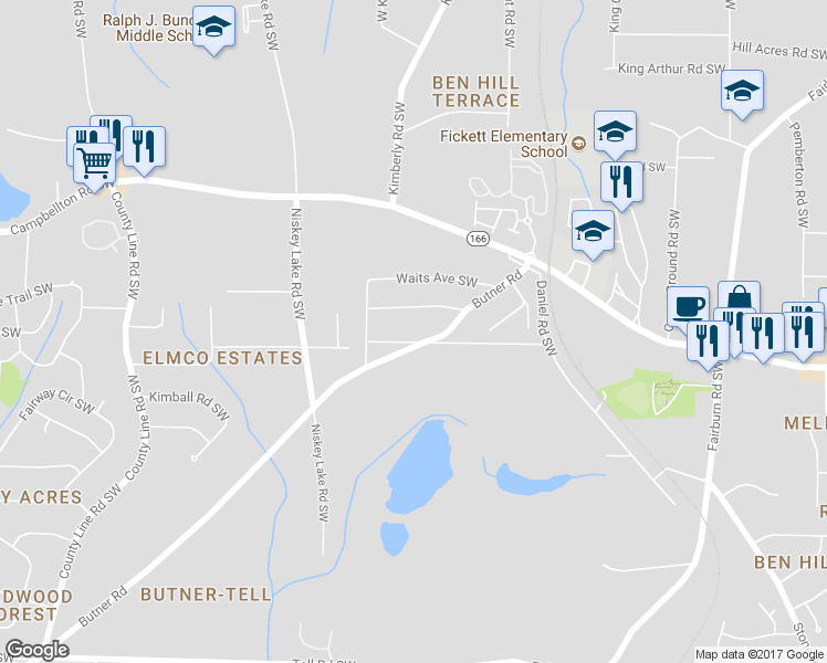 map of restaurants, bars, coffee shops, grocery stores, and more near 4195 Blanton Avenue Southwest in Atlanta