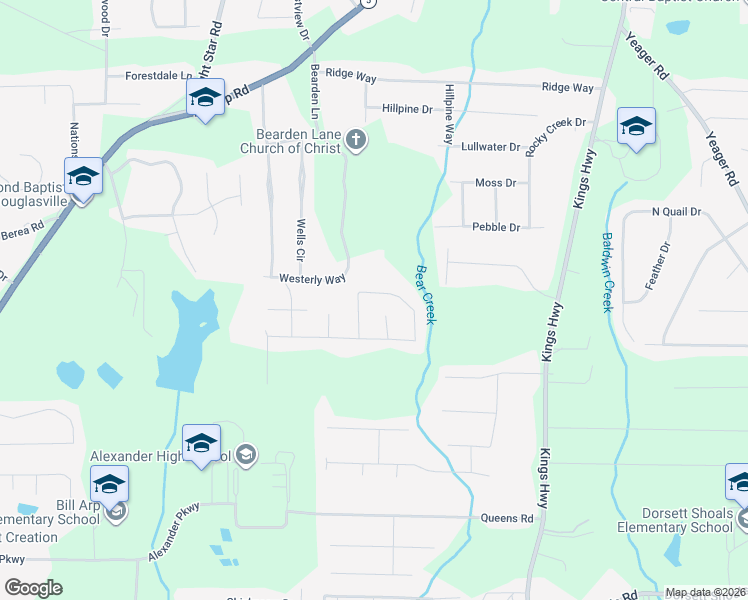 map of restaurants, bars, coffee shops, grocery stores, and more near in Douglasville