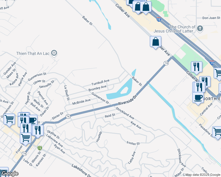 map of restaurants, bars, coffee shops, grocery stores, and more near 17492 De Brask Avenue in Lake Elsinore