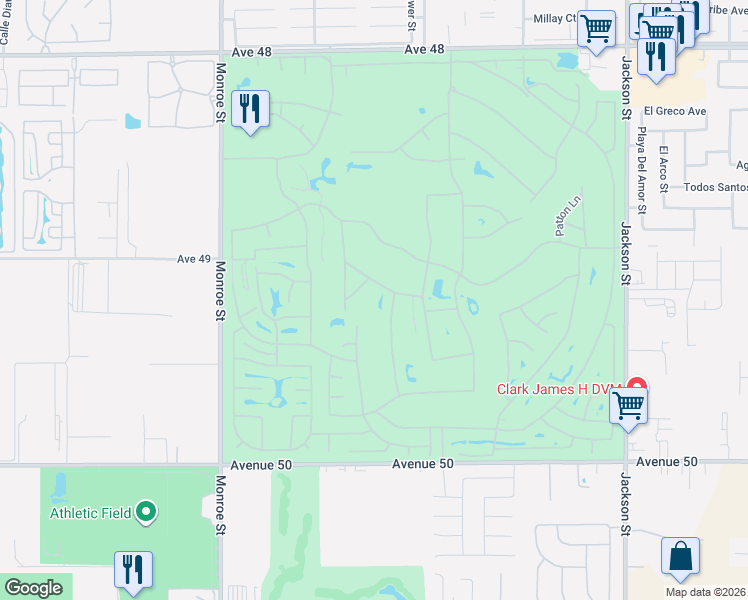 map of restaurants, bars, coffee shops, grocery stores, and more near 49200 Gaynor Street in Indio