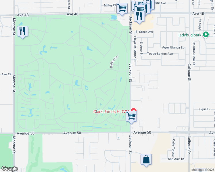 map of restaurants, bars, coffee shops, grocery stores, and more near 82775 Burnette Drive in Indio