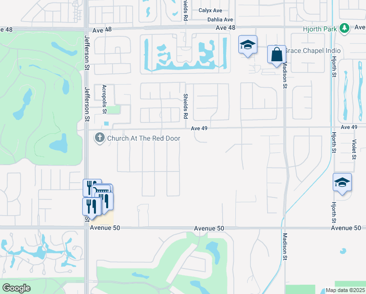 map of restaurants, bars, coffee shops, grocery stores, and more near 49252 Colorado Street in Indio