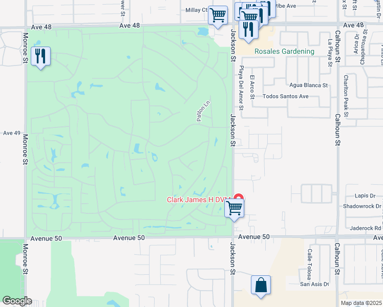map of restaurants, bars, coffee shops, grocery stores, and more near 82783 Burnette Drive in Indio