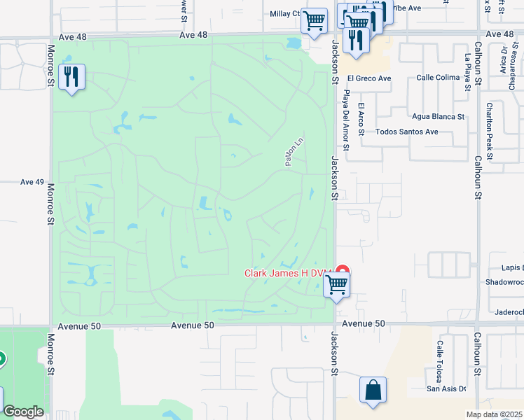 map of restaurants, bars, coffee shops, grocery stores, and more near 82732 Burnette Drive in Indio