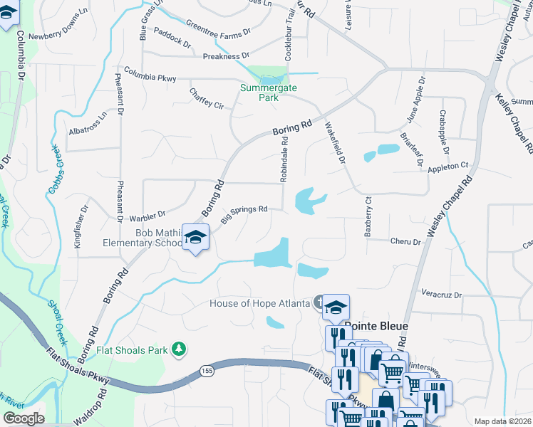 map of restaurants, bars, coffee shops, grocery stores, and more near 3205 Harbor View Court in Decatur