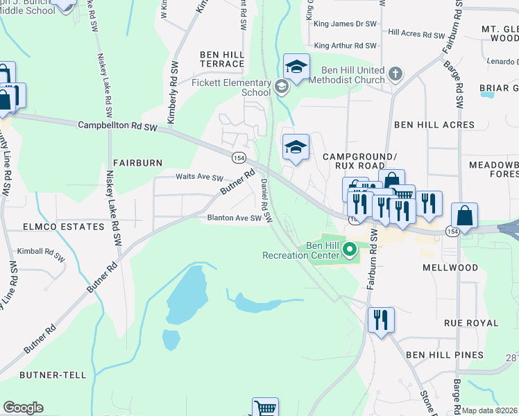 map of restaurants, bars, coffee shops, grocery stores, and more near 2287 Roswell Street Southwest in Atlanta