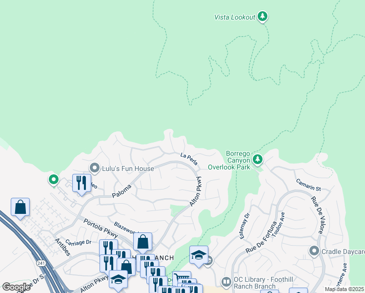 map of restaurants, bars, coffee shops, grocery stores, and more near 7 Pandale in Lake Forest
