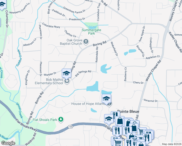 map of restaurants, bars, coffee shops, grocery stores, and more near 3205 Harbor View Court in Decatur