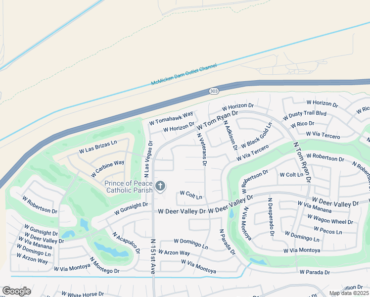 map of restaurants, bars, coffee shops, grocery stores, and more near 14741 West Las Brizas Lane in Sun City West