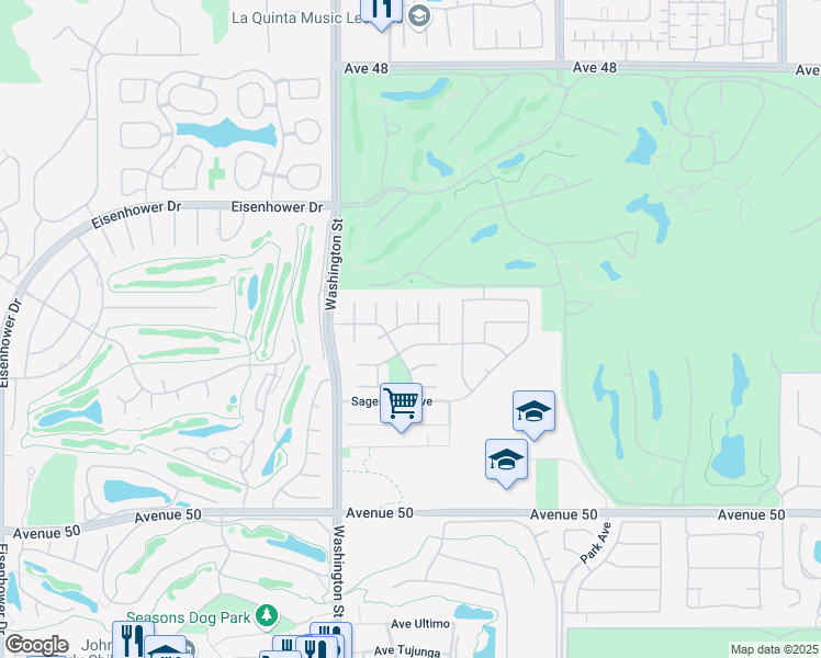 map of restaurants, bars, coffee shops, grocery stores, and more near 78685 Vía Corrido in La Quinta
