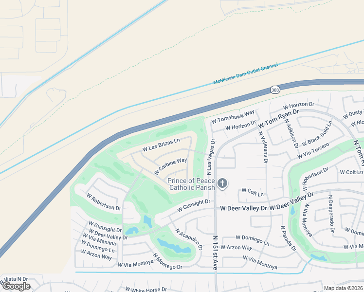 map of restaurants, bars, coffee shops, grocery stores, and more near 15118 West Corral Drive in Sun City West