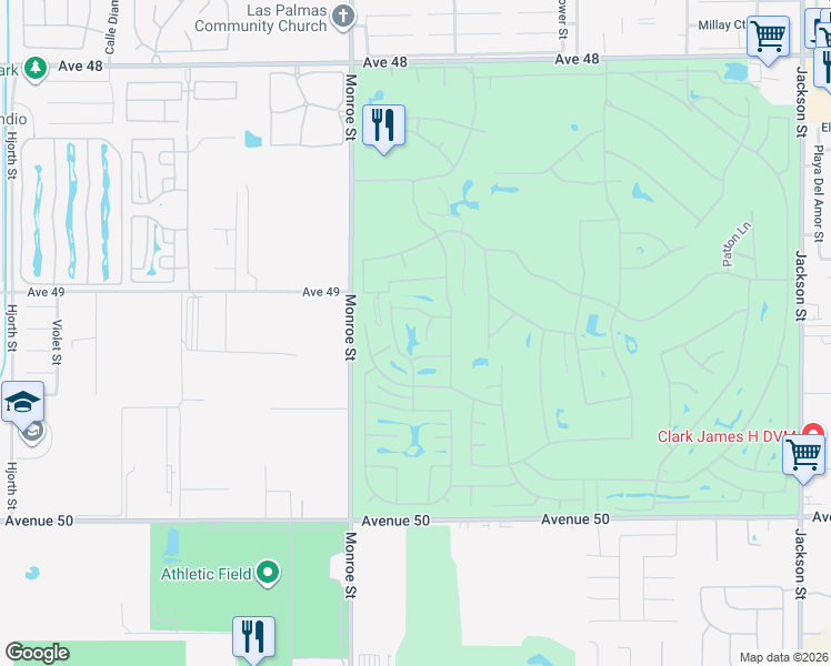 map of restaurants, bars, coffee shops, grocery stores, and more near 49156 Garland Street in Indio