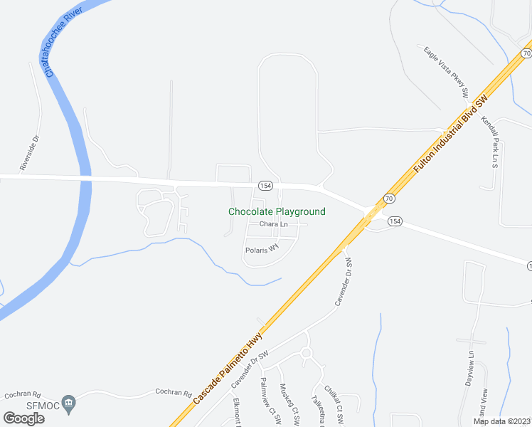 map of restaurants, bars, coffee shops, grocery stores, and more near 2566 Capella Circle Southwest in Atlanta