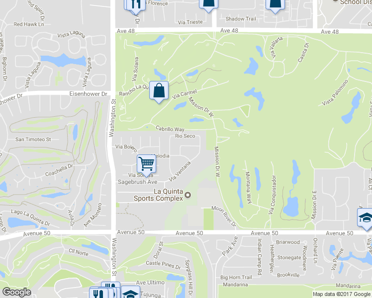 map of restaurants, bars, coffee shops, grocery stores, and more near 78855 Casa Del Rio in La Quinta