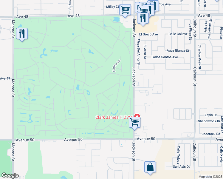 map of restaurants, bars, coffee shops, grocery stores, and more near 82791 Burnette Drive in Indio