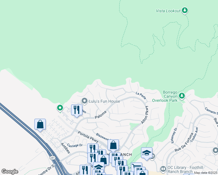 map of restaurants, bars, coffee shops, grocery stores, and more near 23 Calle Cabrillo in Lake Forest