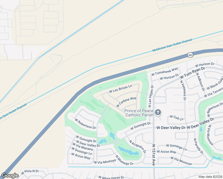 map of restaurants, bars, coffee shops, grocery stores, and more near 15186 West Las Brizas Lane in Sun City West