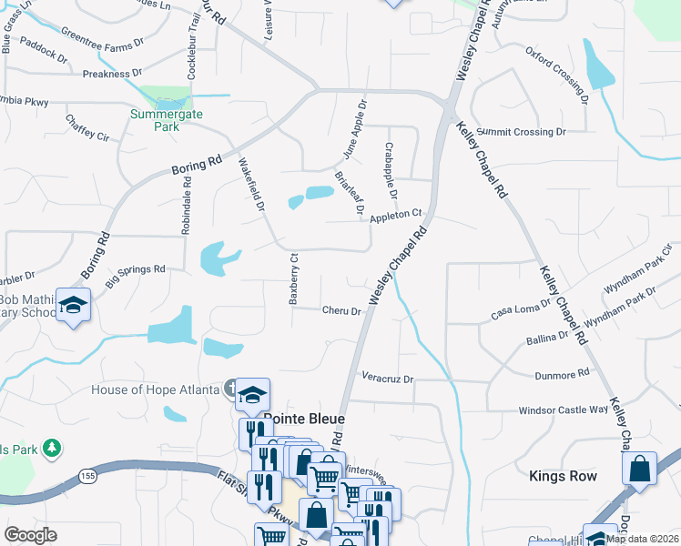 map of restaurants, bars, coffee shops, grocery stores, and more near 3917 Harvest Hill Road in Decatur