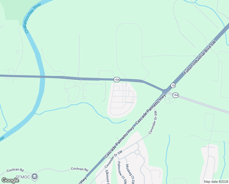 map of restaurants, bars, coffee shops, grocery stores, and more near 2570 Capella Circle Southwest in Atlanta
