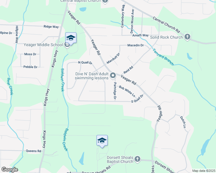 map of restaurants, bars, coffee shops, grocery stores, and more near 4130 North Quail Drive in Douglasville