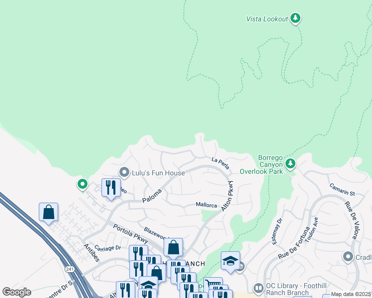 map of restaurants, bars, coffee shops, grocery stores, and more near 45 Calle Cabrillo in Lake Forest