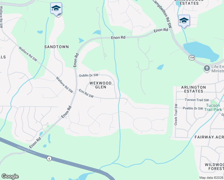 map of restaurants, bars, coffee shops, grocery stores, and more near 5005 Dublin Drive Southwest in Atlanta