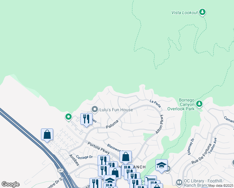 map of restaurants, bars, coffee shops, grocery stores, and more near 17 Calle Cabrillo in Lake Forest