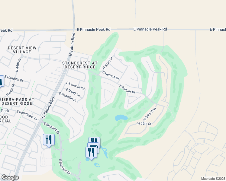 map of restaurants, bars, coffee shops, grocery stores, and more near 5262 East Estevan Road in Phoenix