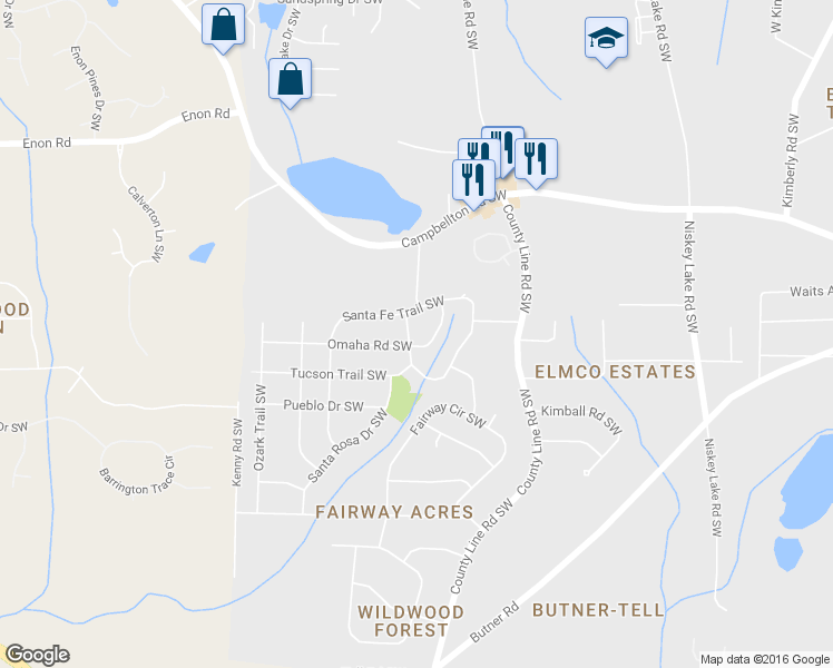 map of restaurants, bars, coffee shops, grocery stores, and more near 2324 Colorado Trail Southwest in Atlanta
