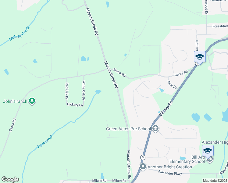 map of restaurants, bars, coffee shops, grocery stores, and more near 4143 Mason Creek Road in Winston
