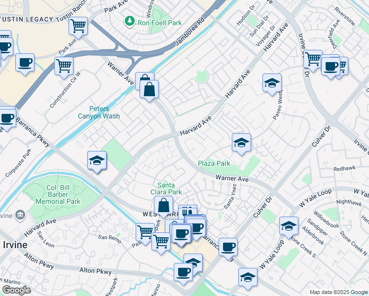 map of restaurants, bars, coffee shops, grocery stores, and more near 8 Calavera in Irvine