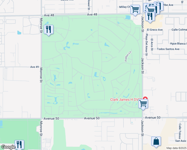 map of restaurants, bars, coffee shops, grocery stores, and more near 49190 Biery Street in Indio