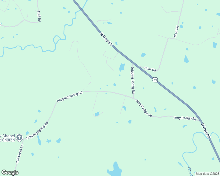 map of restaurants, bars, coffee shops, grocery stores, and more near 9407 Dripping Spring Road in Denison