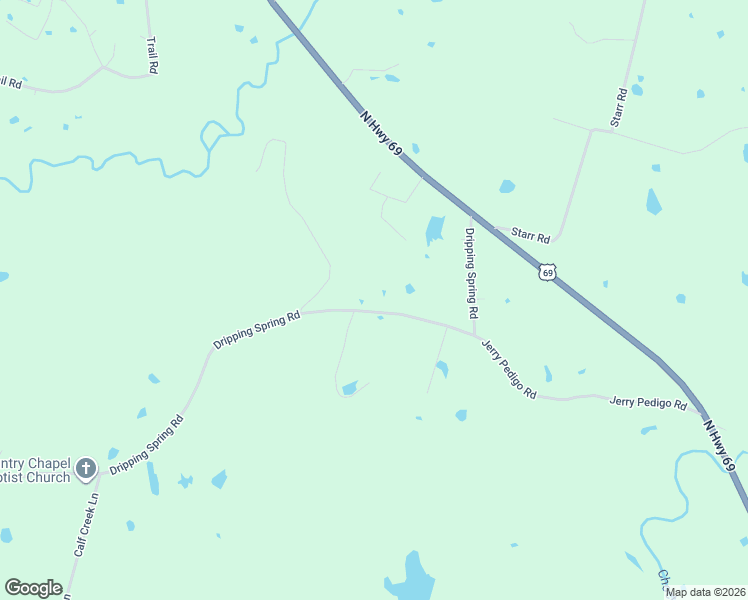 map of restaurants, bars, coffee shops, grocery stores, and more near 9355 Dripping Spring Road in Denison