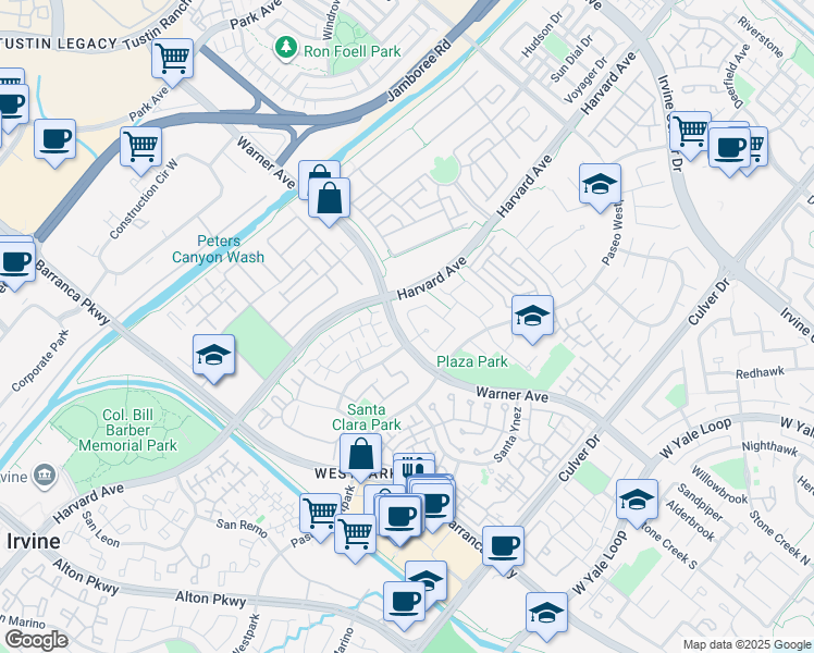 map of restaurants, bars, coffee shops, grocery stores, and more near 8 Calavera in Irvine