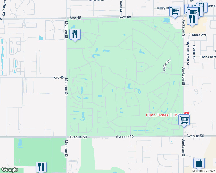 map of restaurants, bars, coffee shops, grocery stores, and more near 49144 Gaynor Street in Indio