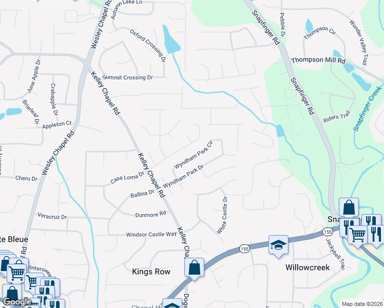 map of restaurants, bars, coffee shops, grocery stores, and more near 4238 Wyndham Park Circle in Decatur