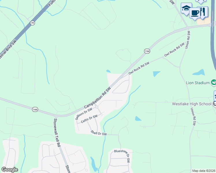 map of restaurants, bars, coffee shops, grocery stores, and more near 6209 Old Kingston Drive in Atlanta