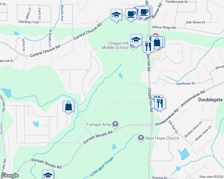 map of restaurants, bars, coffee shops, grocery stores, and more near 4232 Carrington Court in Douglasville