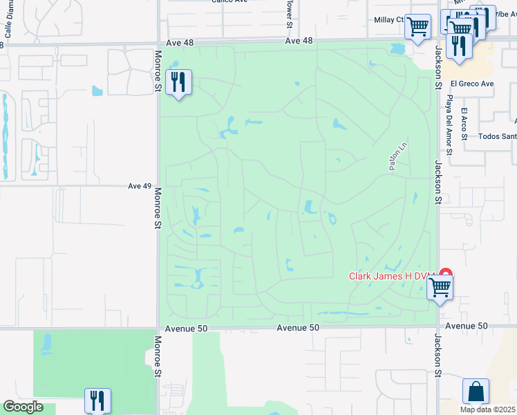 map of restaurants, bars, coffee shops, grocery stores, and more near 49144 Gaynor Street in Indio