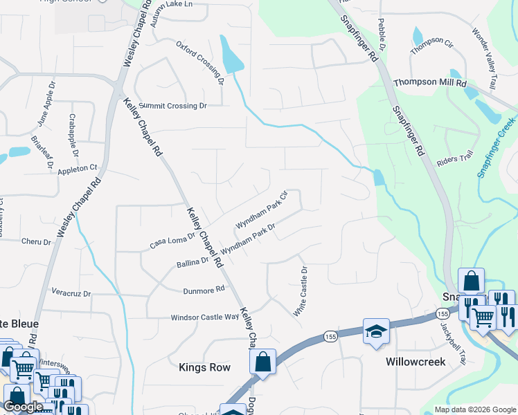 map of restaurants, bars, coffee shops, grocery stores, and more near 4238 Wyndham Park Circle in Decatur