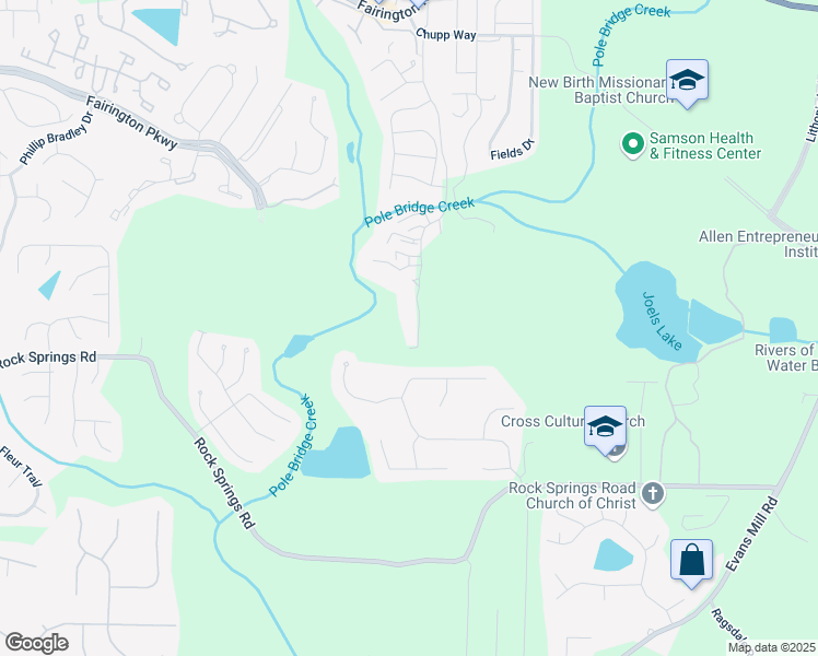 map of restaurants, bars, coffee shops, grocery stores, and more near 3209 Fairington Drive in Lithonia